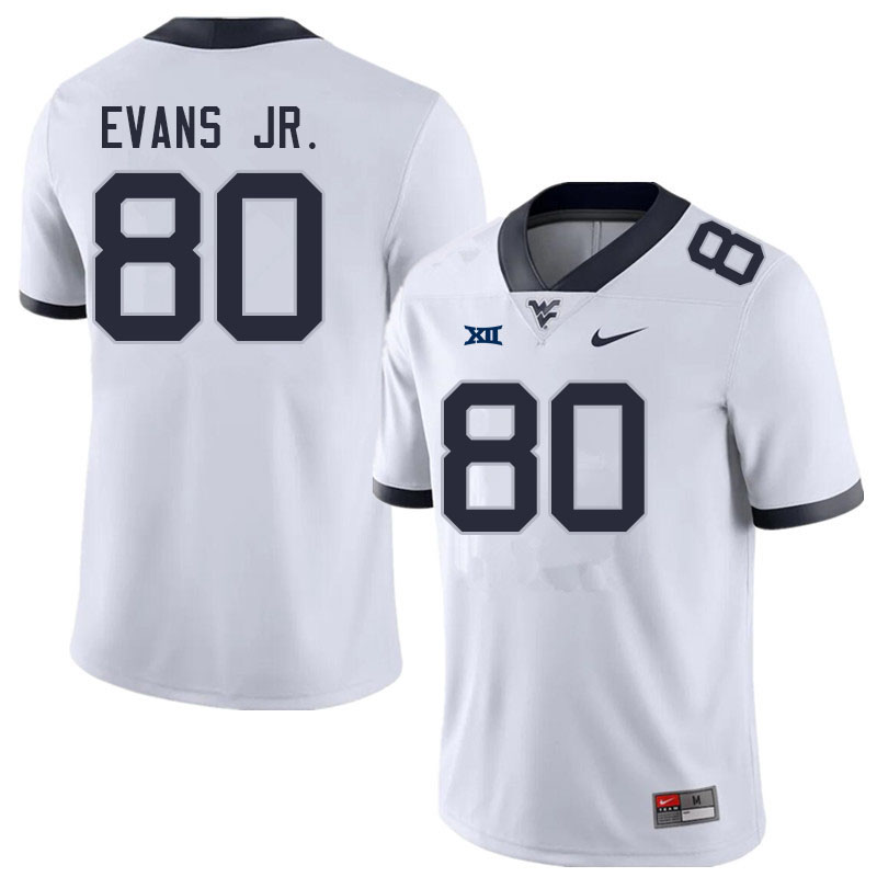 Men #80 Michael Evans Jr. West Virginia Mountaineers College Football Jerseys Sale-White - Click Image to Close